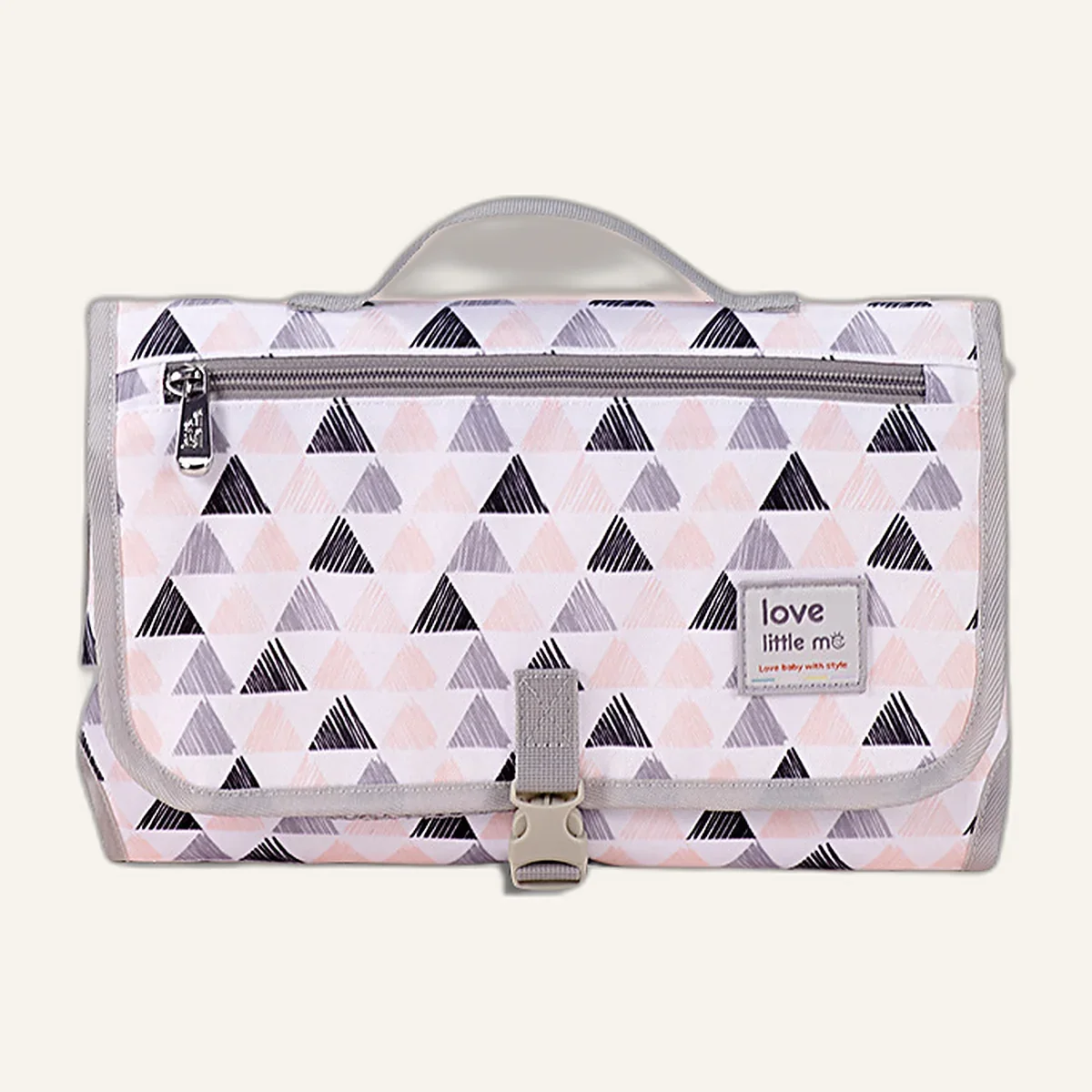 Pochette à langer pliée à motif de triangles bleus