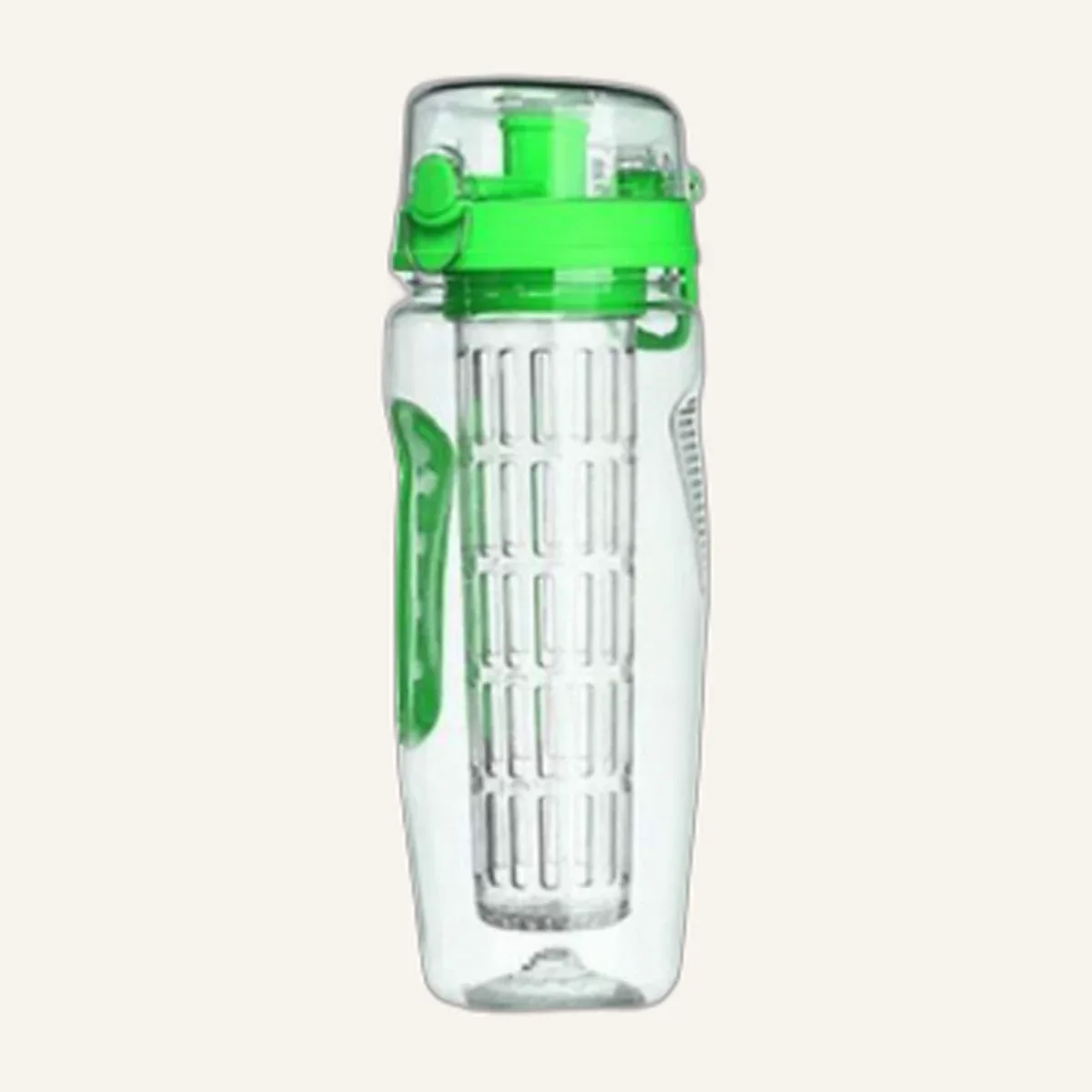 Gourde infuseur transparente à bouchon vert