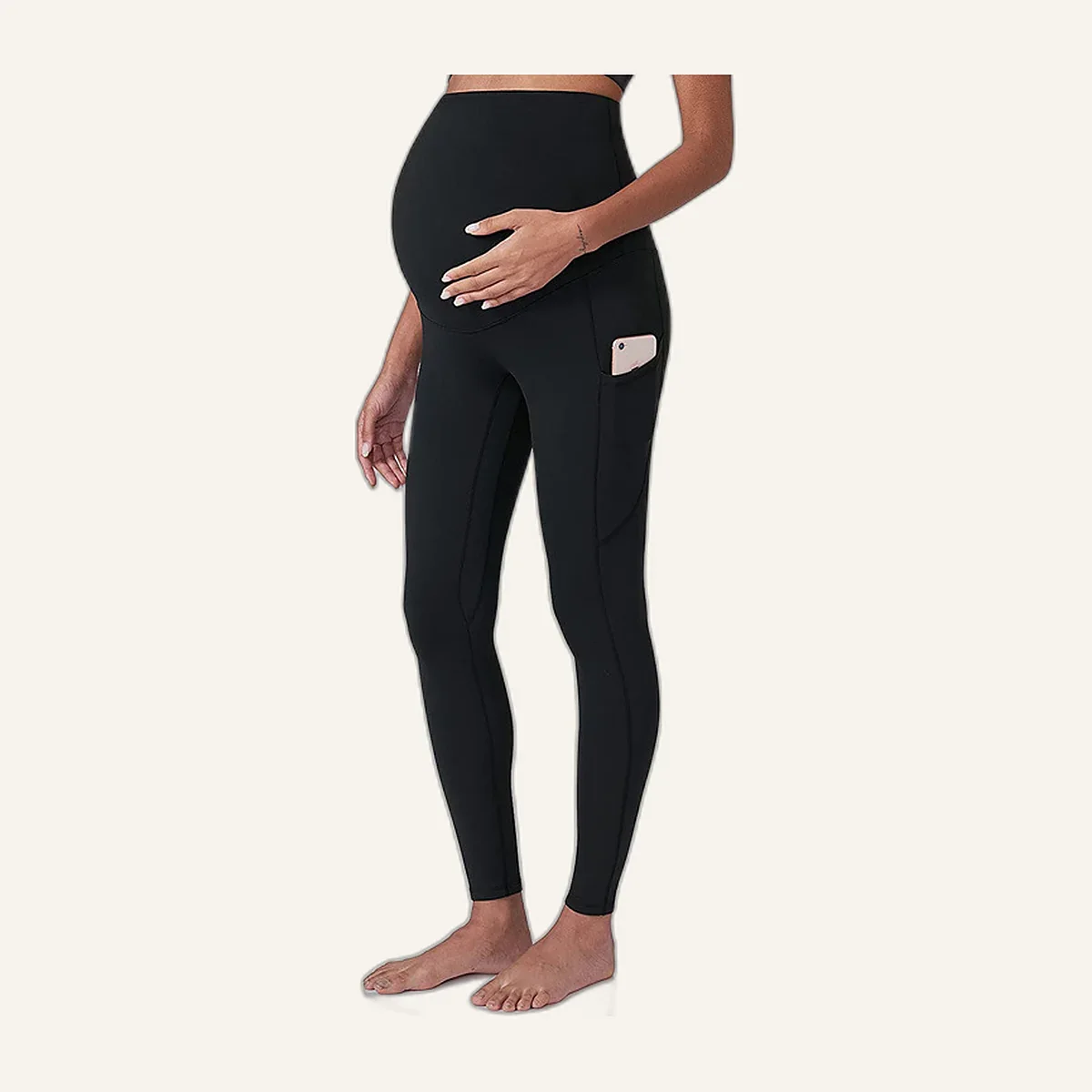 Legging de grossesse noir taille haute avec poche latérale