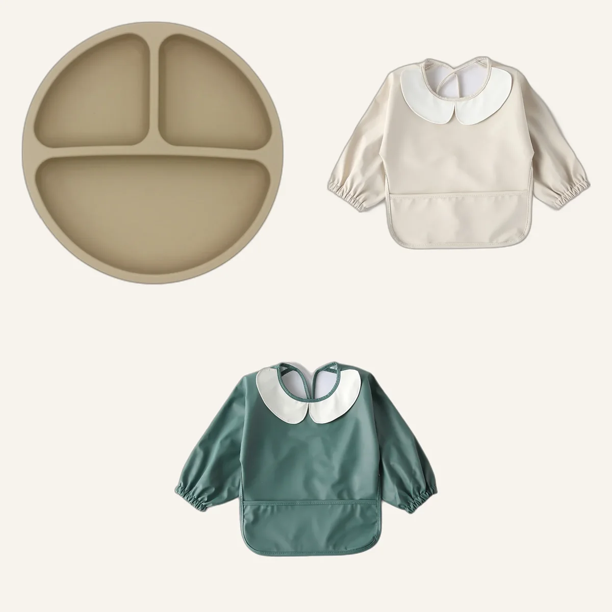 Pack diversification : assiette silicone et deux bavoirs